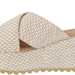 Sandalias bicolor blanco beige con plataforma