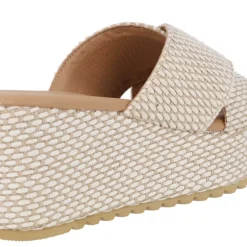 Sandalias bicolor blanco beige con plataforma