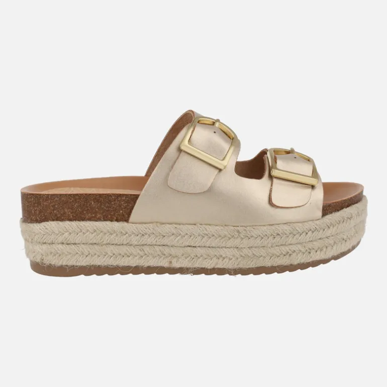 Sandalias bio con hebillas y plataforma de yute Perla