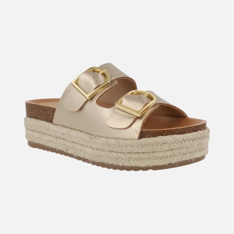 Sandalias bio con hebillas y plataforma de yute Perla