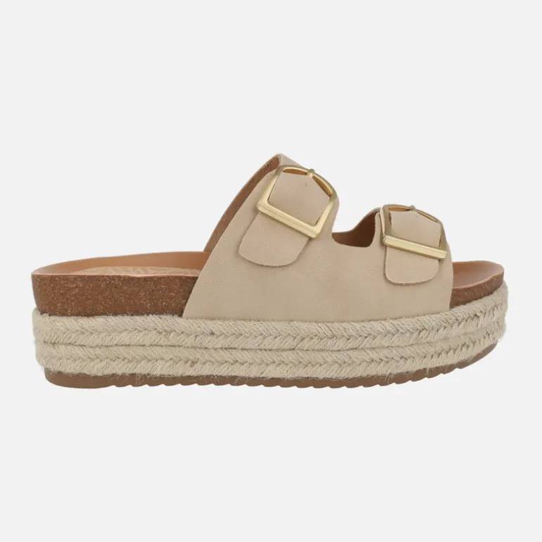 Sandalias bio con hebillas y plataforma de yute Perla