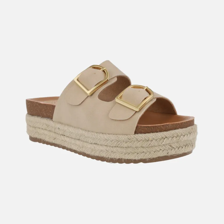Sandalias bio con hebillas y plataforma de yute Perla
