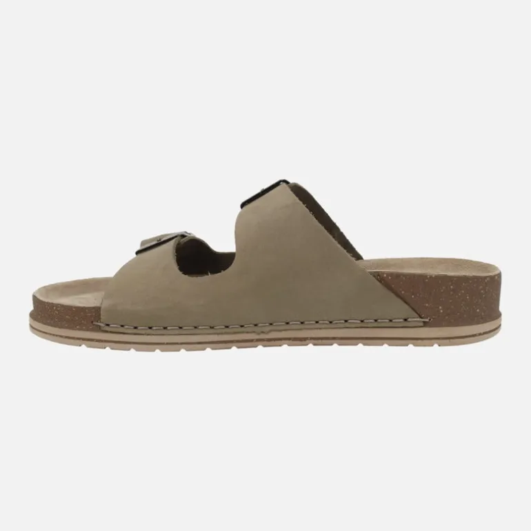 Sandalias bio en piel nobuck con hebillas