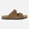 Sandalias bio en serraje marrón con hebillas para hombre Tajo
