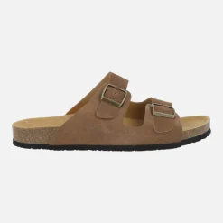 Sandalias bio en serraje marrón con hebillas para hombre Tajo