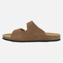 Sandalias bio en serraje marrón con hebillas para hombre Tajo