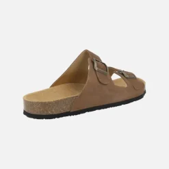 Sandalias bio en serraje marrón con hebillas para hombre Tajo