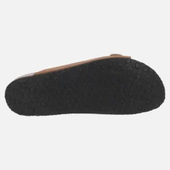 Sandalias bio en serraje marrón con hebillas para hombre Tajo