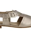 Sandalias cangrejeras de piel metalizada para mujer