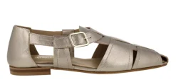 Sandalias cangrejeras de piel metalizada para mujer
