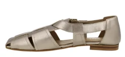 Sandalias cangrejeras de piel metalizada para mujer