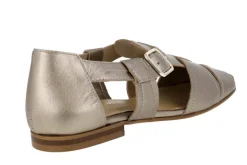 Sandalias cangrejeras de piel metalizada para mujer