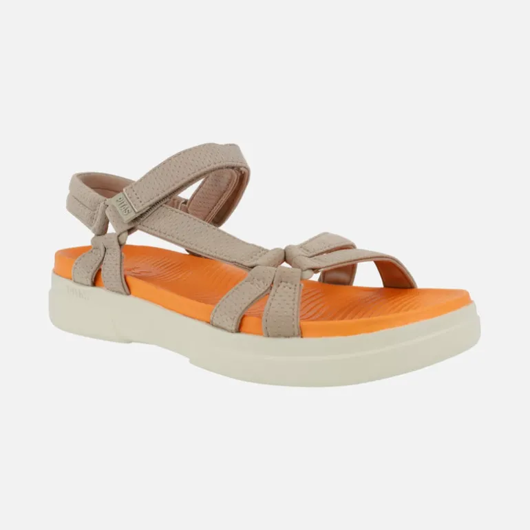 Sandalias Claire en tejido taupe con cierre de velcros