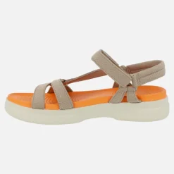 Sandalias Claire en tejido taupe con cierre de velcros