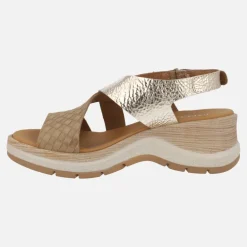 Sandalias combinadas con efecto trenzado en camel y oro