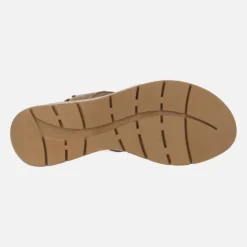 Sandalias combinadas con efecto trenzado en camel y oro