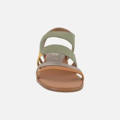 Sandalias combinadas de ante y piel con tacón bajo