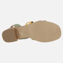 Sandalias combinadas de ante y piel con tacón bajo