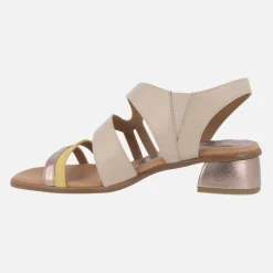 Sandalias combinadas de ante y piel con tacón bajo