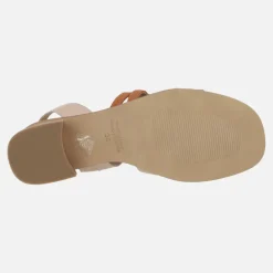 Sandalias combinadas de ante y piel con tacón bajo