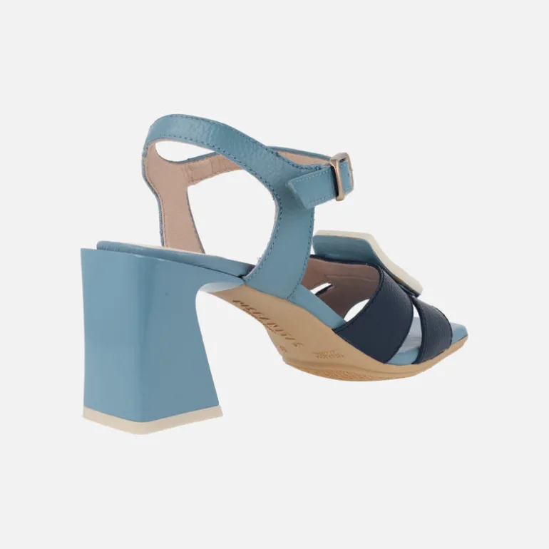 Sandalias combinadas de piel con adorno de hebilla