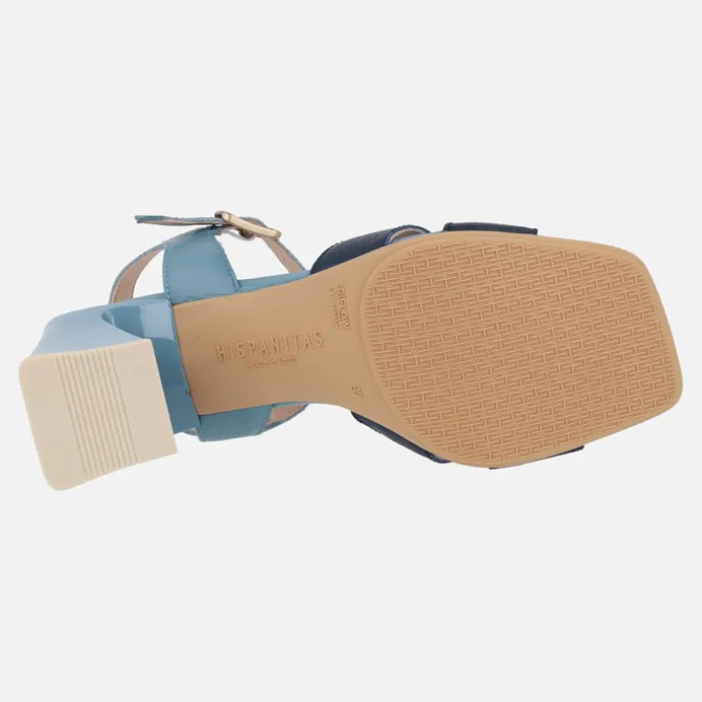 Sandalias combinadas de piel con adorno de hebilla