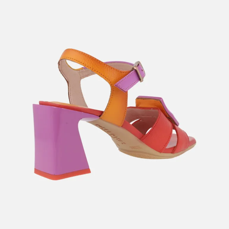 Sandalias combinadas de piel con adorno de hebilla