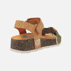Sandalias combinadas en corcho con cierre de velcro