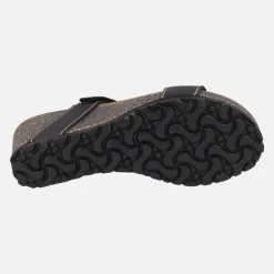 Sandalias combinadas en nobuck negro y metal plata con cierre de velcros