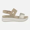 Sandalias combinadas en oro y beige con cierre de velcro
