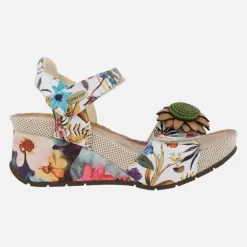 Sandalias con cuña estampada de flores Barry 36 Beige