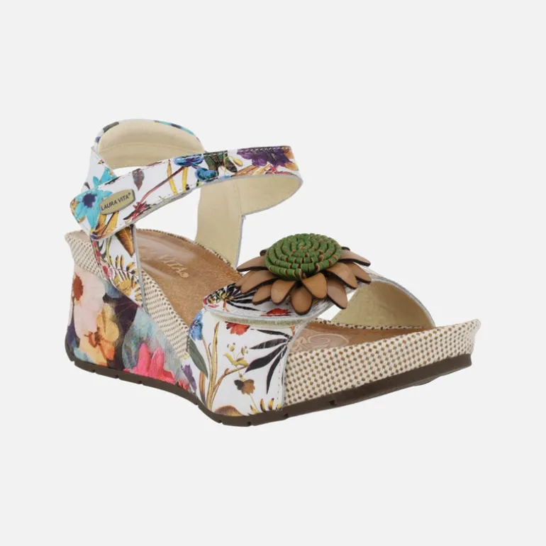 Sandalias con cuña estampada de flores Barry 36 Beige