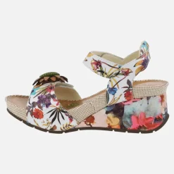 Sandalias con cuña estampada de flores Barry 36 Beige