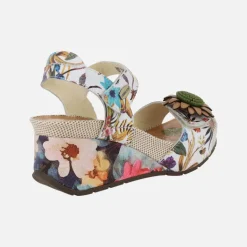 Sandalias con cuña estampada de flores Barry 36 Beige