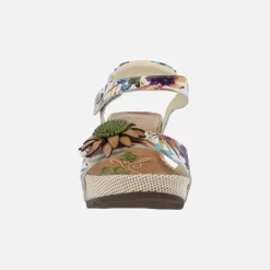 Sandalias con cuña estampada de flores Barry 36 Beige