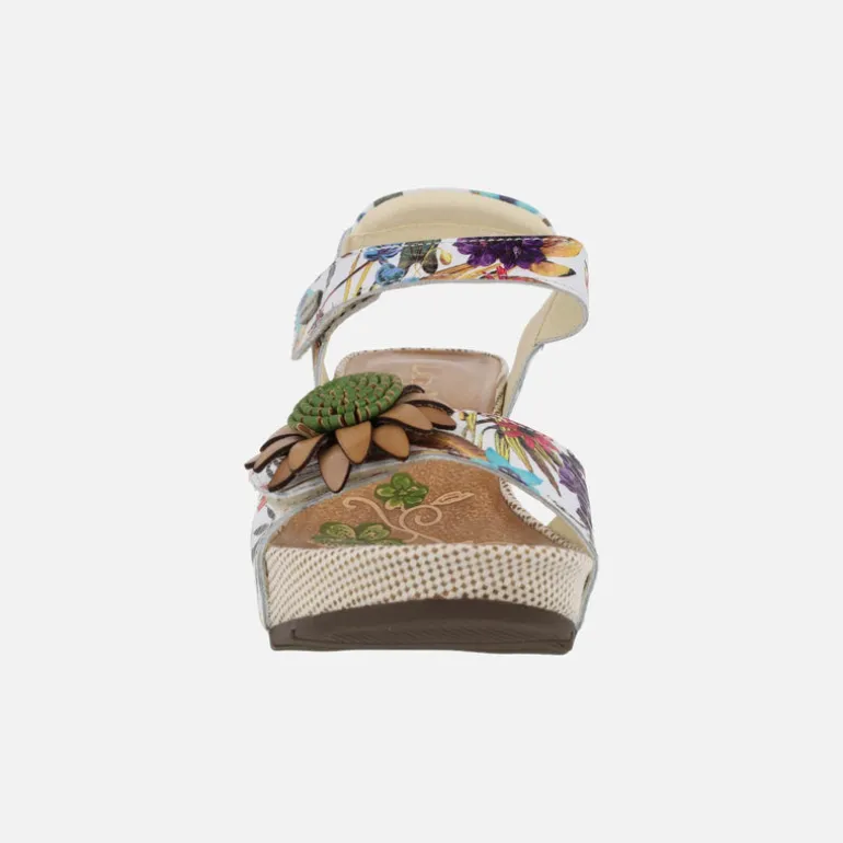 Sandalias con cuña estampada de flores Barry 36 Beige
