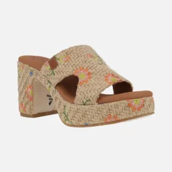 Sandalias con tacón y plataforma Padawan flores