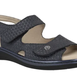 Sandalias confort azul marino con cierre de velcros para mujer