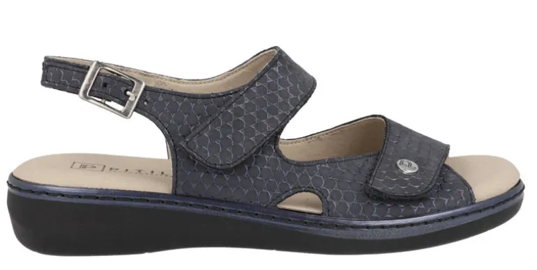 Sandalias confort azul marino con cierre de velcros para mujer
