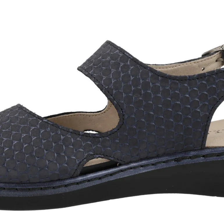 Sandalias confort azul marino con cierre de velcros para mujer