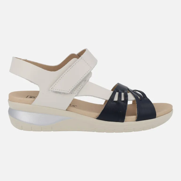 Sandalias confort combinadas en hielo y marino con cierre de velcro
