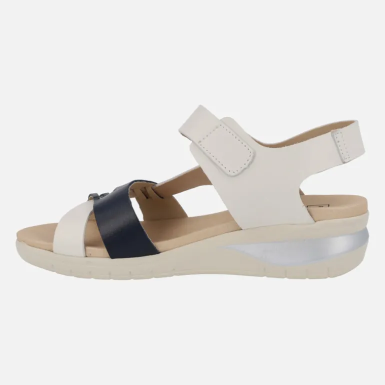 Sandalias confort combinadas en hielo y marino con cierre de velcro
