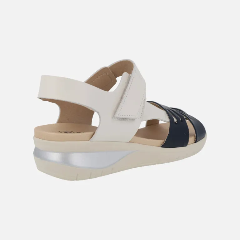 Sandalias confort combinadas en hielo y marino con cierre de velcro