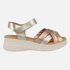 Sandalias confort con tiras combinadas y cierre de velcro