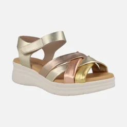 Sandalias confort con tiras combinadas y cierre de velcro