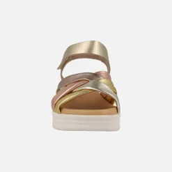 Sandalias confort con tiras combinadas y cierre de velcro