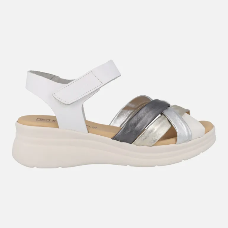 Sandalias confort con tiras combinadas y cierre de velcro