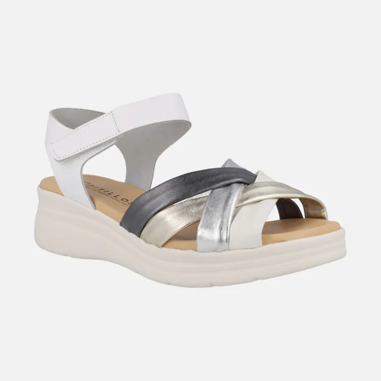 Sandalias confort con tiras combinadas y cierre de velcro