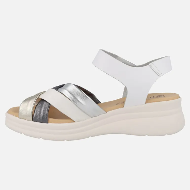 Sandalias confort con tiras combinadas y cierre de velcro