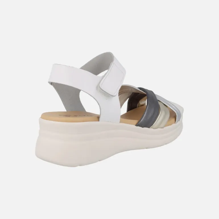 Sandalias confort con tiras combinadas y cierre de velcro
